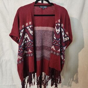 Almost Famous Burgundy Patterned Cardigan